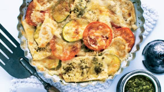 Casserole de tofu et de légumes au fromage gratiné