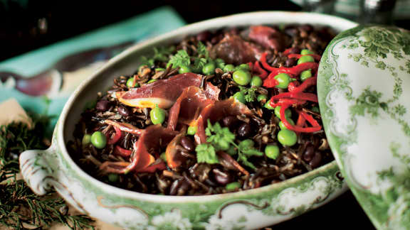 Salade de riz et canard fumé