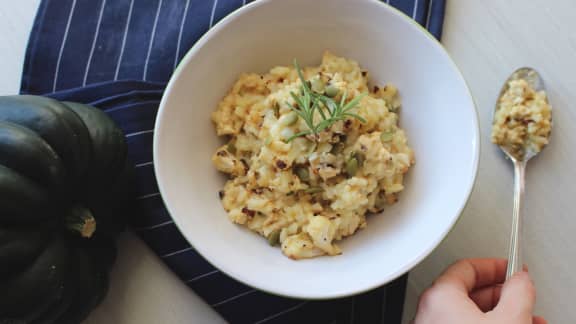 Risotto végétalien à la courge et chou-fleur