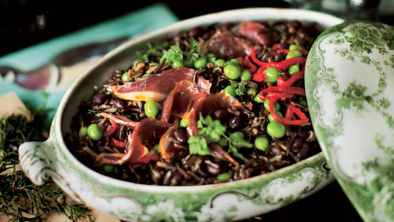 Salade de riz et canard fumé