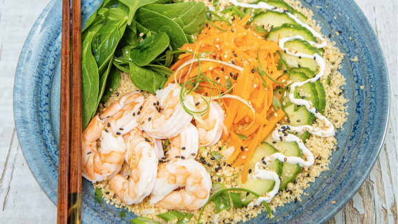 Bol Bouddha aux crevettes et sésame