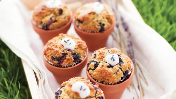 Muffins aux bleuets et à la lavande