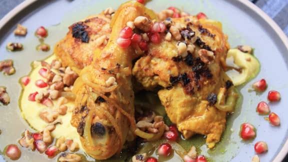 Poulet au gingembre et aux épices, sauce au yogourt