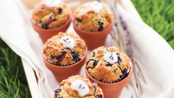 Muffins aux bleuets et à la lavande