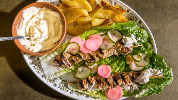 Shish taouk en romaine