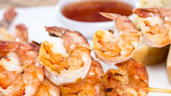Brochettes de crevettes à la pancetta