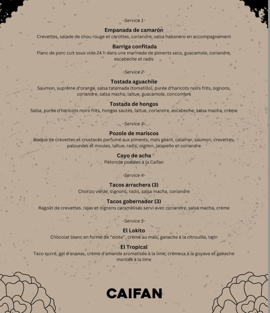 Voici un menu mexicain 5 services à 65$ pour les amateurs de tacos et de desserts