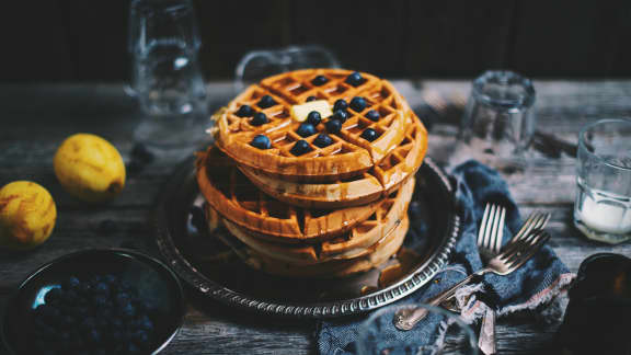 Gaufres aux bleuets et à la ricotta