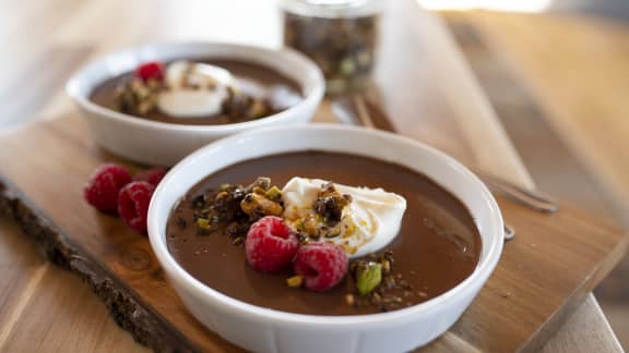 Pot de crèmes au chocolat et nougatines