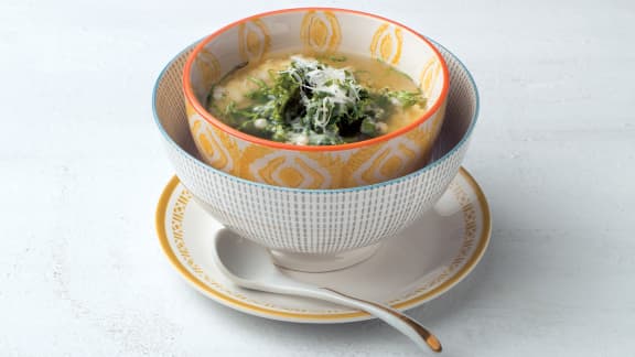 Choux : Stracciatella au chou kale et à l'orge