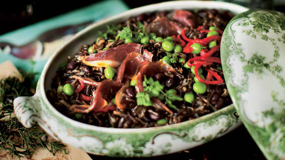 Salade de riz et canard fumé