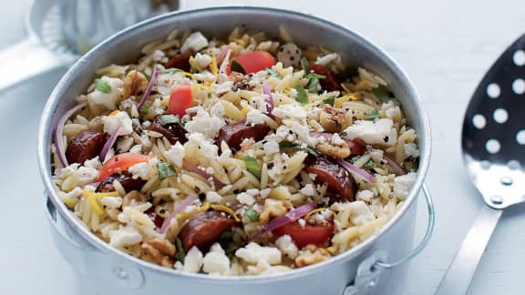 Mardi : Salade d'orzo au chorizo et à la feta