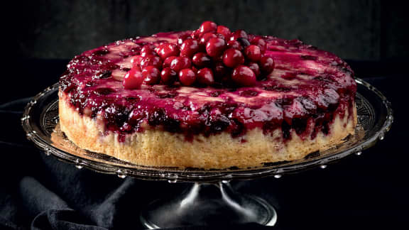 Gâteau renversé à l’érable et aux canneberges