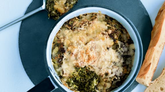 Gratin d'épinards et de poireaux