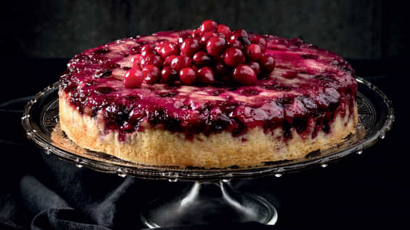 Gâteau renversé à l’érable et aux canneberges