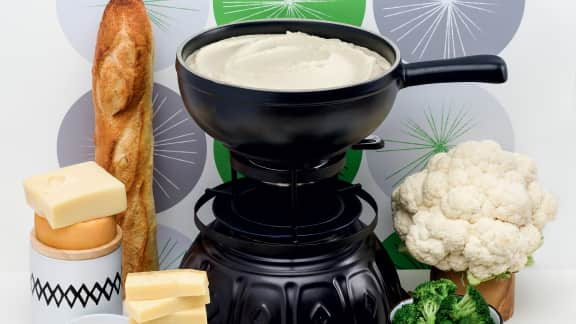 Fondue au fromage et chou-fleur