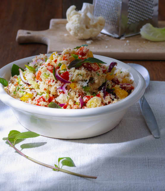 Salade tiède de coucous perlé aux choux-fleurs rôtis