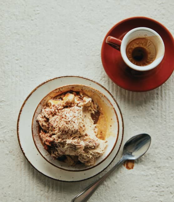 Gelato tiramisu, crumble café