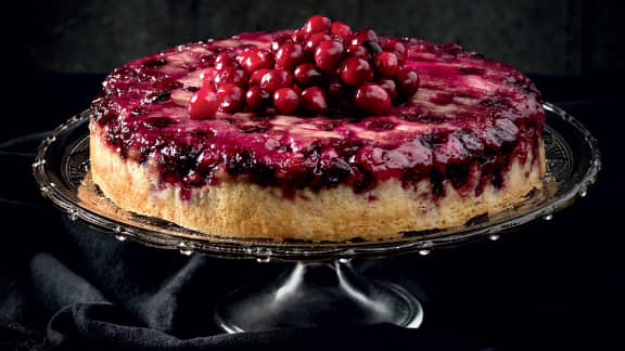 Gâteau renversé à l’érable et aux canneberges