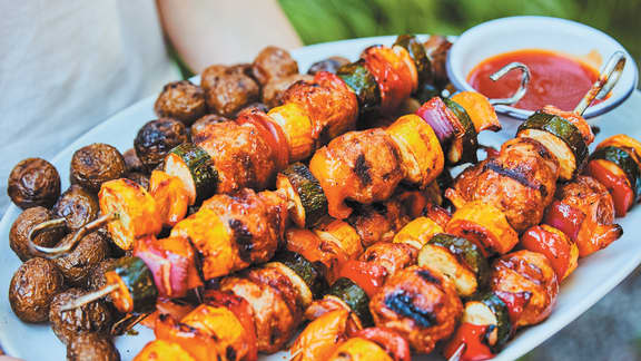 Mardi : Brochettes de boulettes BBQ