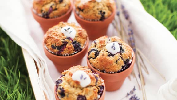 Muffins aux bleuets et à la lavande