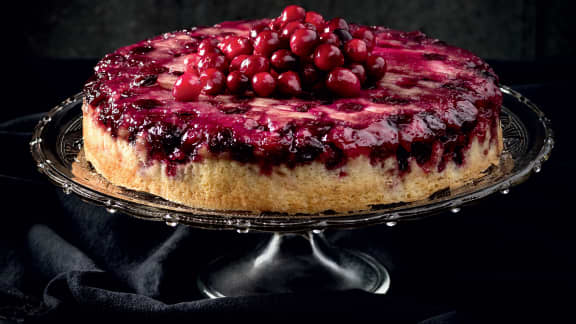 Gâteau renversé à l’érable et aux canneberges