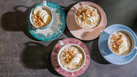 Pouding au riz brun et aux bananes