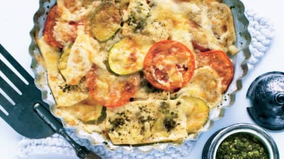 Casserole de tofu et de légumes au fromage gratiné