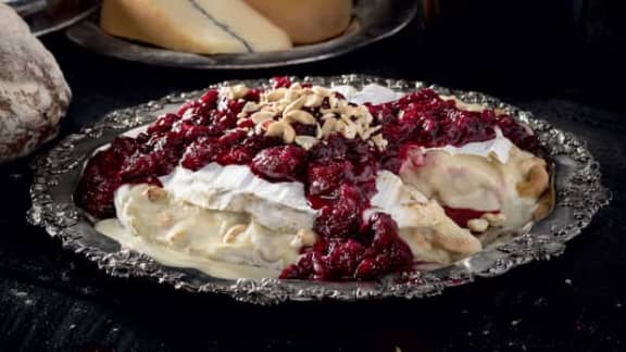 Fromage fondant au coulis de canneberges au cognac et gingembre