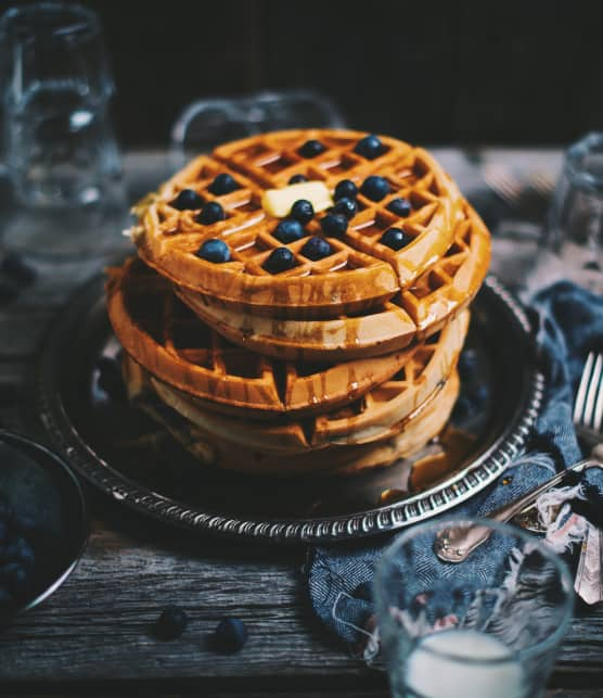 Gaufres aux bleuets et à la ricotta