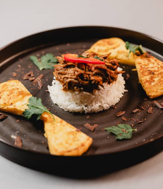 Poulet mole sur riz au jasmin