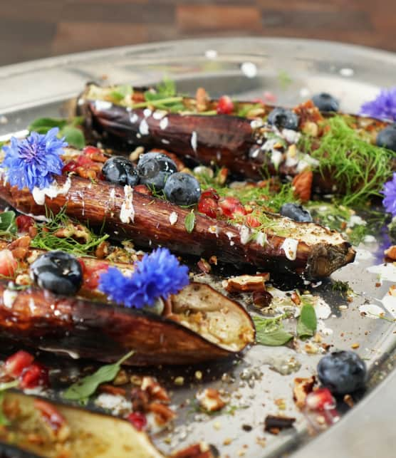 Aubergines rôties, sauce au yogourt