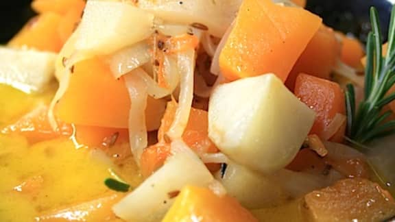 ragoût de pâtisson et de citrouille