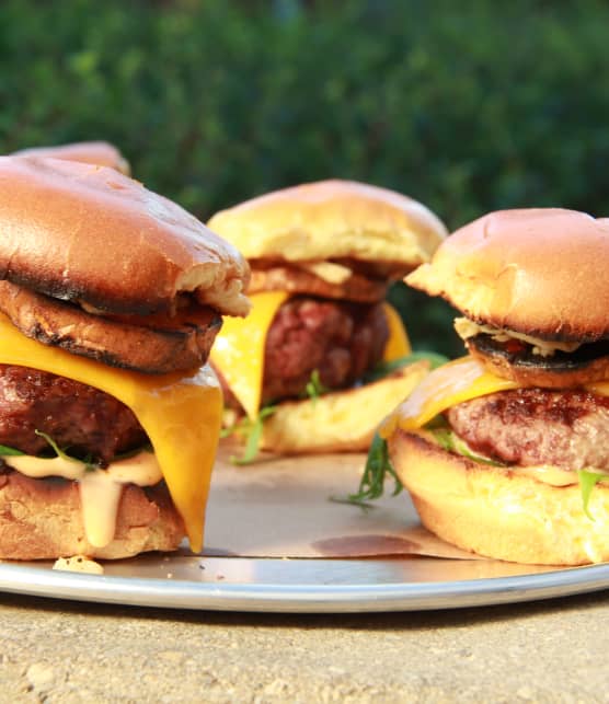 Mini-burgers au canard et aux patates douces grillées