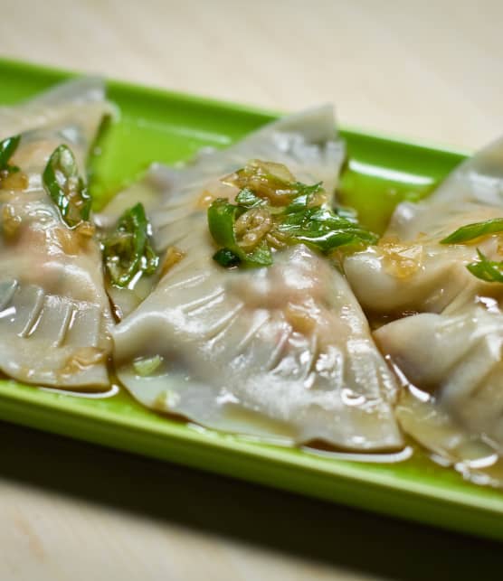 Dumplings aux pinces de homard, au gingembre et au sirop d'érable