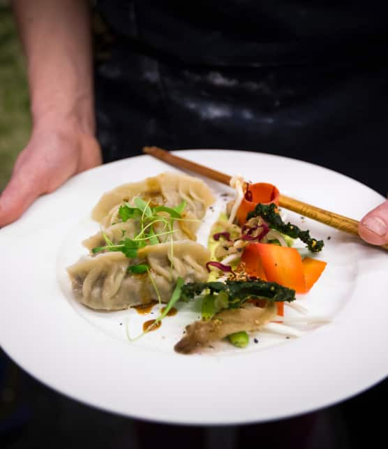 Dumplings au tempeh, aux poireaux et aux champignons sauvages