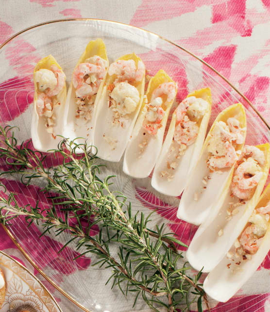 Endives, crevettes, mayo et choux-fleurs rôtis