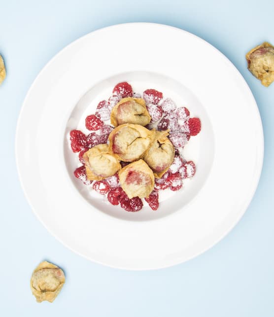 Dumplings à la tarte au sucre et aux framboises