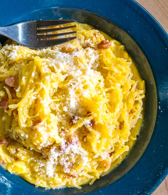 Spaghetti carbonara « al legumi »