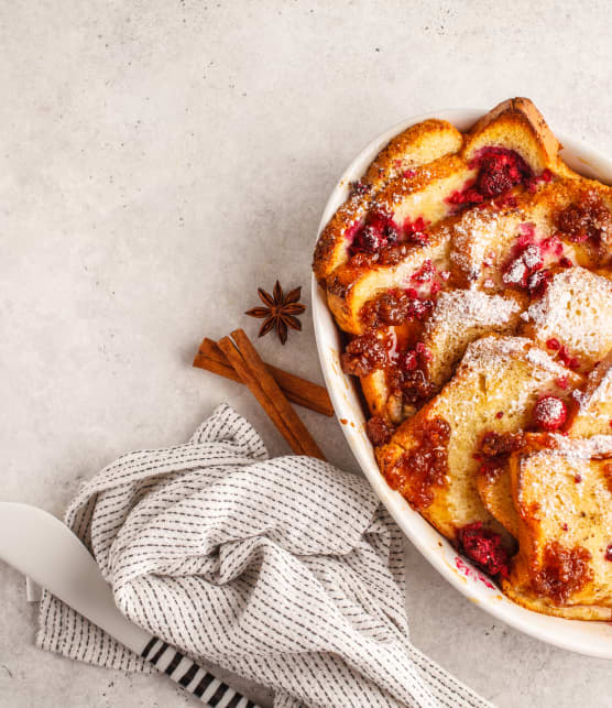 Pain perdu à l'érable et framboises