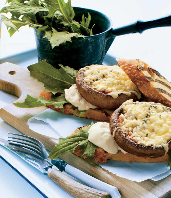 Burgers de portobellos épicés et cottage au thym
