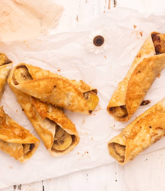 Mini-rouleaux au sucre, banane & chocolat au Air Fryer