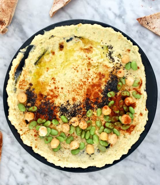 Houmous vert aux edamames et jalapeno