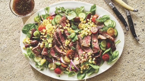 Salade de contre-filet de boeuf au balsamique