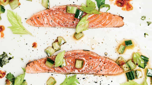 Gravlax de saumon façon tataki