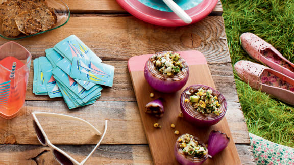 Oignon grillé farci à sa salade de quinoa