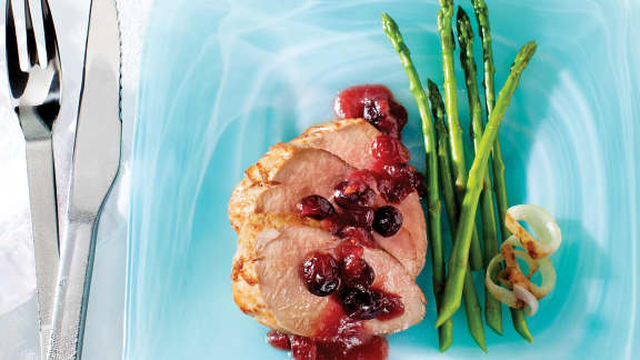 Filets de porc au cidre de glace, aux canneberges et au gingembre frais