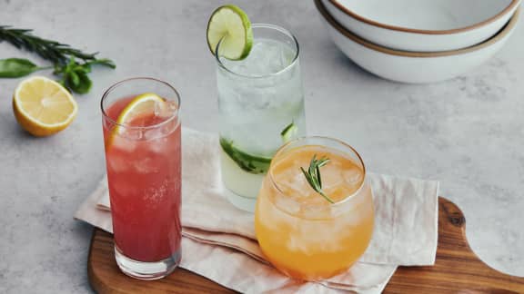 Mocktail limonade, basilic & concombre