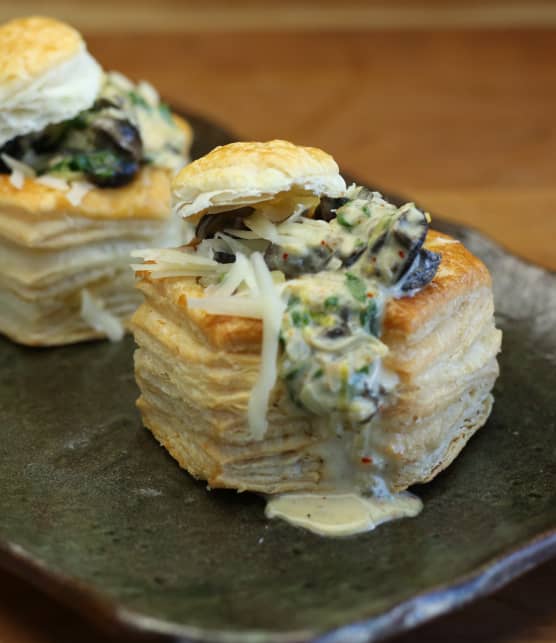 Feuilleté aux escargots, épinards et fromage