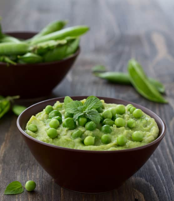 Purée de petits pois et bacon